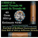 BU Shotgun Jefferson 5c roll, 2010-d 40 pcs Bank $