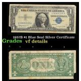 1957B $1 Blue Seal Silver Certificate Grades vf de