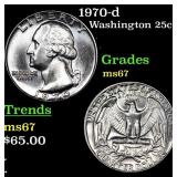 1970-d Washington Quarter 25c Grades GEM++ Unc