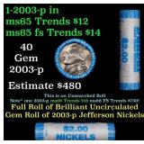 BU Shotgun Jefferson 5c roll, 2003-p 40 pcs Bank $