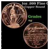 1oz .999 Fine Copper Bullion Round - 2nd Amendment
