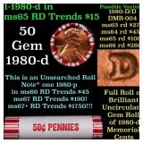 BU Shotgun Lincoln 1c roll, 1980-d 50 pcs Bank Wra