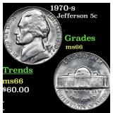 1970-s Jefferson Nickel 5c Grades GEM+ Unc