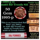 BU Shotgun Lincoln 1c roll, 1995-p 50 pcs Bank Wra