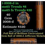 BU Shotgun Jefferson 5c roll, 2008-d 40 pcs Bank $