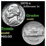 1970-s Jefferson Nickel 5c Grades GEM+ Unc