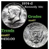 1974-d Kennedy Half Dollar 50c Grades GEM++ Unc
