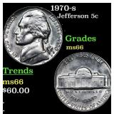 1970-s Jefferson Nickel 5c Grades GEM+ Unc