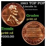 1963 Proof Lincoln Cent TOP POP! 1c Graded pr69 rd