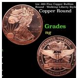 1oz .999 Fine Copper Bullion Round - Walking Liber