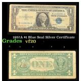 1957A $1 Blue Seal Silver Certificate Grades vf, v