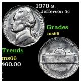 1970-s Jefferson Nickel 5c Grades GEM+ Unc