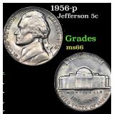1956-p Jefferson Nickel 5c Grades GEM+ Unc