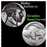 Hobo Buffalo Nickel 5c Grades Hand Carved