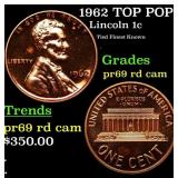 1962 Proof Lincoln Cent TOP POP! 1c Graded pr69 rd