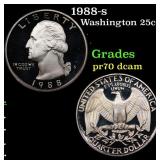 1988-s Proof Washington Quarter 25c Grades GEM++ P