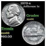 1970-s Jefferson Nickel 5c Grades GEM+ Unc