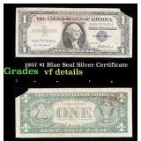 1957 $1 Blue Seal Silver Certificate Grades vf det