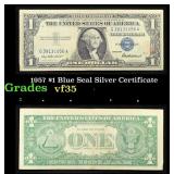 1957 $1 Blue Seal Silver Certificate Grades vf++