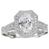 Decadence Sterling Silver Oval Fancy Halo Cathedra