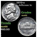 1970-s Jefferson Nickel 5c Grades GEM+ Unc