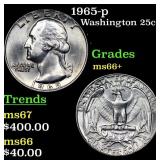 1965-p Washington Quarter 25c Grades GEM++ Unc