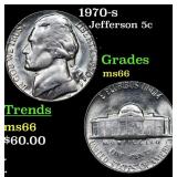 1970-s Jefferson Nickel 5c Grades GEM+ Unc