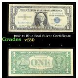 1957 $1 Blue Seal Silver Certificate Grades vf++