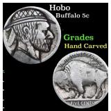 Hobo Buffalo Nickel 5c Grades Hand Carved
