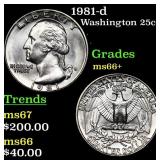 1981-d Washington Quarter 25c Grades GEM++ Unc