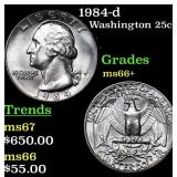 1984-d Washington Quarter 25c Grades GEM++ Unc