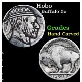 Hobo Buffalo Nickel 5c Grades Hand Carved