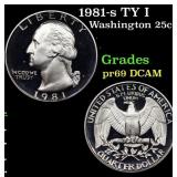 1981-s TY I Proof Washington Quarter 25c Grades GE