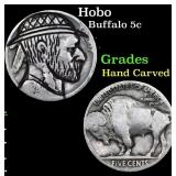 Hobo Buffalo Nickel 5c Grades Hand Carved