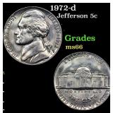 1972-d Jefferson Nickel 5c Grades GEM+ Unc