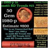 BU Shotgun Lincoln 1c roll, 1980-p 50 pcs Bank Wra