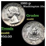 1981-p Washington Quarter 25c Grades GEM+ Unc