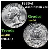 1986-d Washington Quarter 25c Grades GEM+ Unc