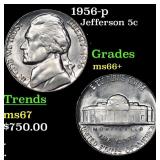 1956-p Jefferson Nickel 5c Grades GEM++ Unc