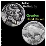 Hobo Buffalo Nickel 5c Grades Hand Carved