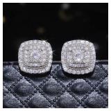 Cubic Zirconia Stud Earrings Serling Silver .925