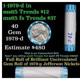 BU Shotgun Jefferson 5c roll, 1979-d 40 pcs Bank $