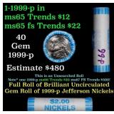 BU Shotgun Jefferson 5c roll, 1999-p 40 pcs Bank $