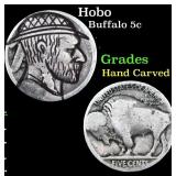 Hobo Buffalo Nickel 5c Grades Hand Carved