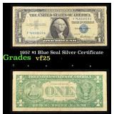 1957 $1 Blue Seal Silver Certificate Grades vf+