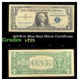 1957B $1 Blue Seal Silver Certificate Grades vf+