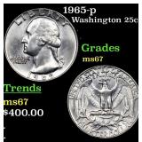 1965-p Washington Quarter 25c Grades GEM++ Unc