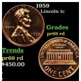 1959 Proof Lincoln Cent 1c Grades Gem++ Proof Red