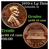1970-s Lg Date Proof Lincoln Cent 1c Grades Gem++