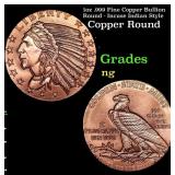 1oz .999 Fine Copper Bullion Round - Incuse Indian